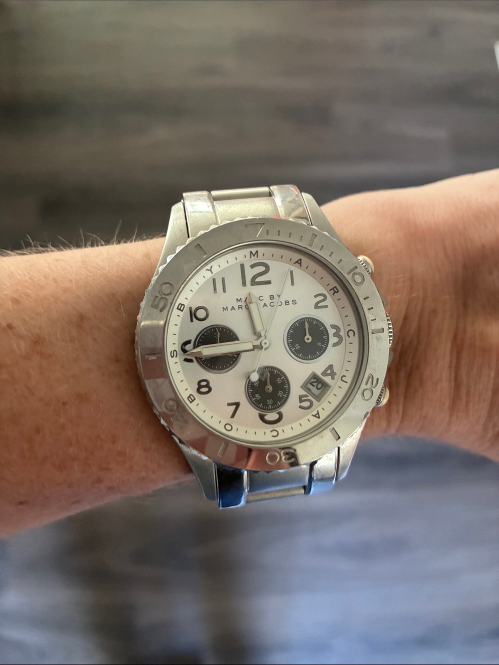 Marc by Marc Jacobs Silver and White Chronograph Bracelet Watch